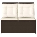 Sillón reclinable de jardín con cojines ratán sintético marrón