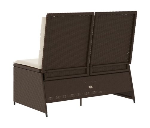 Sillón reclinable de jardín con cojines ratán sintético marrón