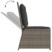 Sillón reclinable de jardín con cojines ratán sintético gris