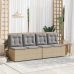 Sillón reclinable de jardín con cojines ratán sintético beige