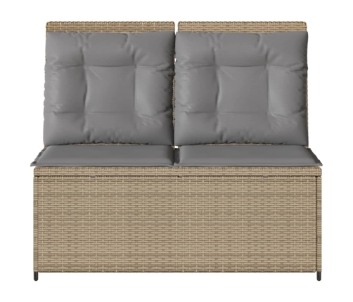 Sillón reclinable de jardín con cojines ratán sintético beige