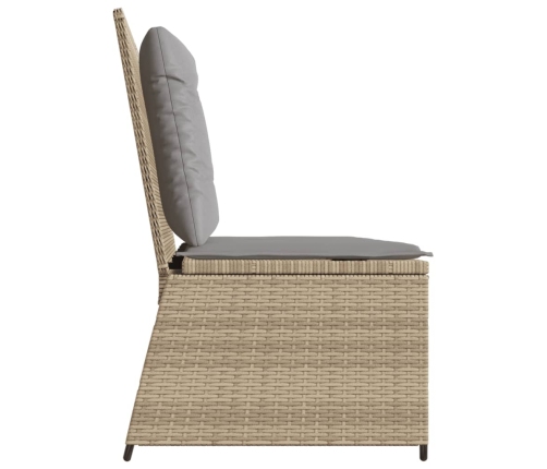 Sillón reclinable de jardín con cojines ratán sintético beige