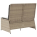 Sillón reclinable de jardín con cojines ratán sintético beige