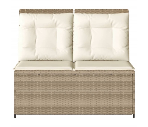 Sillón reclinable de jardín con cojines ratán sintético beige