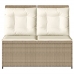 Sillón reclinable de jardín con cojines ratán sintético beige