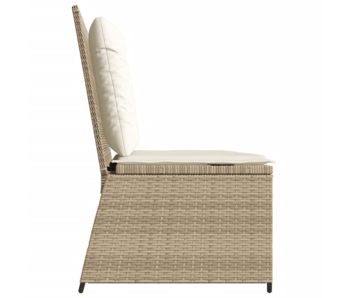 Sillón reclinable de jardín con cojines ratán sintético beige