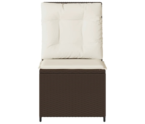 Sillón reclinable de jardín con cojines ratán sintético marrón