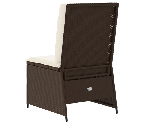 Sillón reclinable de jardín con cojines ratán sintético marrón