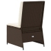 Sillón reclinable de jardín con cojines ratán sintético marrón