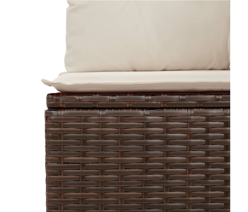 Sillón reclinable de jardín con cojines ratán sintético marrón