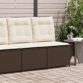 Sillón reclinable de jardín con cojines ratán sintético marrón