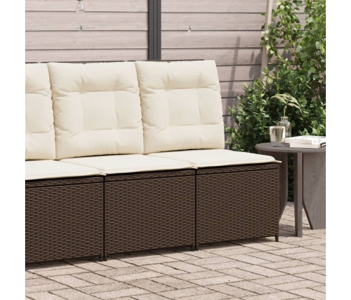 Sillón reclinable de jardín con cojines ratán sintético marrón