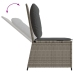Sillón reclinable de jardín con cojines ratán sintético gris