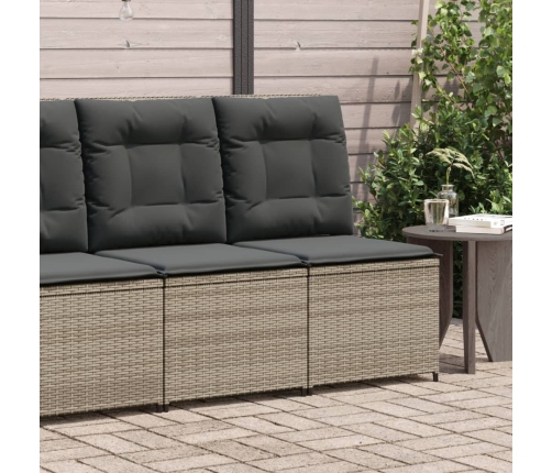 Sillón reclinable de jardín con cojines ratán sintético gris