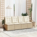 Sillón reclinable de jardín con cojines ratán sintético beige