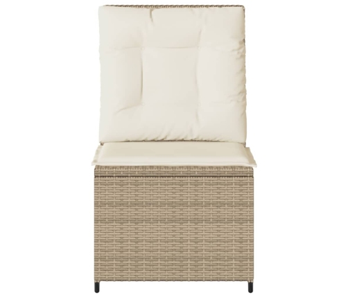Sillón reclinable de jardín con cojines ratán sintético beige