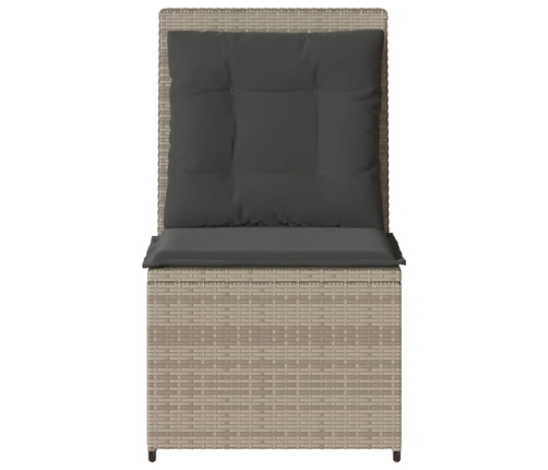 Sillón reclinable de jardín con cojines ratán sintético gris