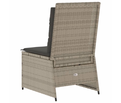 Sillón reclinable de jardín con cojines ratán sintético gris