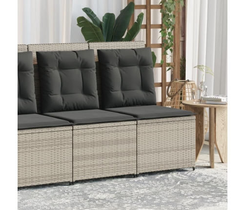 Sillón reclinable de jardín con cojines ratán sintético gris