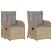 Sillones reclinables de jardín con cojines beige 2 uds ratán PE