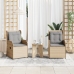 Sillones reclinables de jardín con cojines beige 2 uds ratán PE