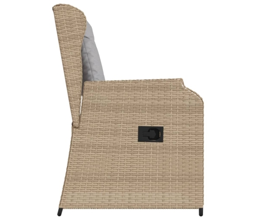 Sillones reclinables de jardín con cojines beige 2 uds ratán PE