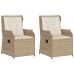 Sillones reclinables de jardín con cojines beige 2 uds ratán PE