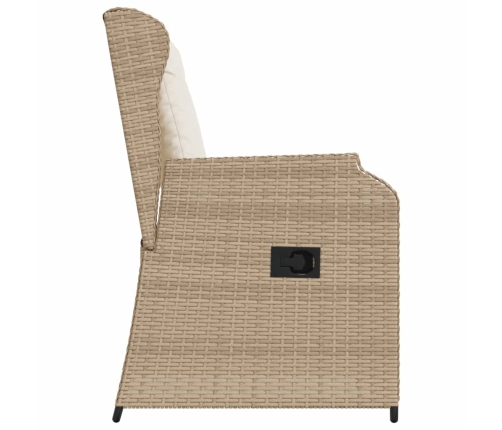 Sillones reclinables de jardín con cojines beige 2 uds ratán PE