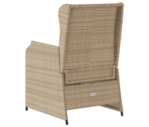 Sillones reclinables de jardín con cojines beige 2 uds ratán PE