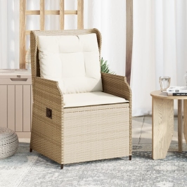 Sillones reclinables de jardín con cojines beige 2 uds ratán PE