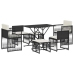 Set de comedor de jardín 7 pzas y cojines ratán sintético negro