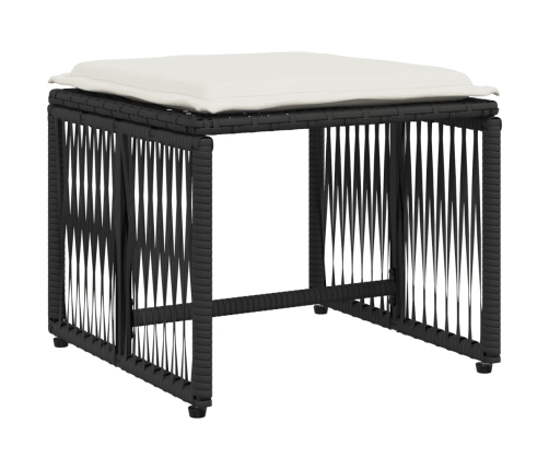 Set de comedor de jardín 7 pzas y cojines ratán sintético negro