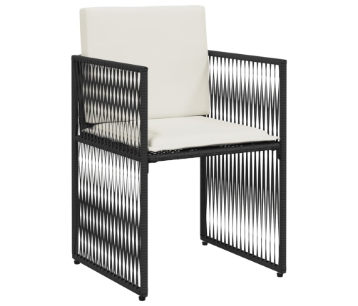 Set de comedor de jardín 7 pzas y cojines ratán sintético negro
