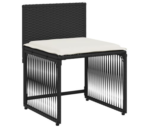 Set de comedor de jardín 7 pzas y cojines ratán sintético negro
