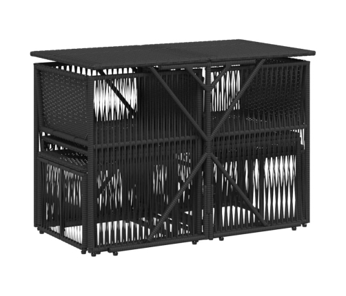 Set de comedor de jardín 7 pzas y cojines ratán sintético negro
