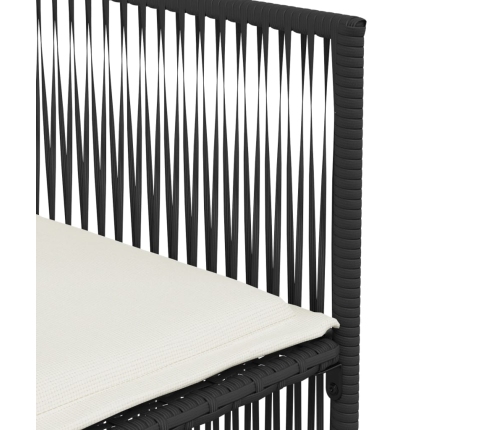 Set de comedor de jardín 7 pzas y cojines ratán sintético negro