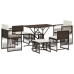 Set comedor de jardín 7 pzas con cojines ratán sintético marrón