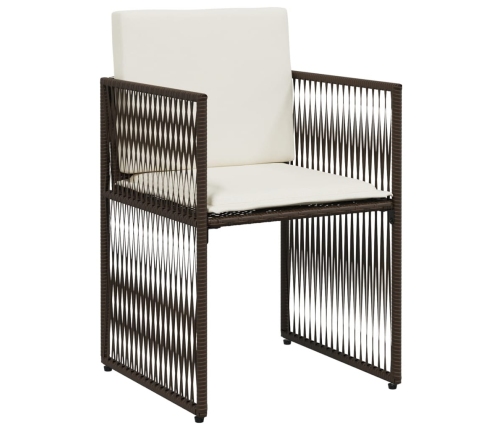 Set comedor de jardín 7 pzas con cojines ratán sintético marrón