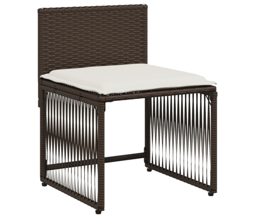 Set comedor de jardín 7 pzas con cojines ratán sintético marrón