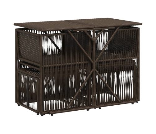 Set comedor de jardín 7 pzas con cojines ratán sintético marrón