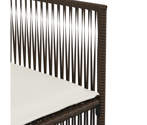 Set comedor de jardín 7 pzas con cojines ratán sintético marrón