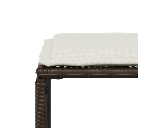 Set comedor de jardín 7 pzas con cojines ratán sintético marrón