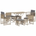 Set comedor de jardín 7 pzas con cojines ratán sintético beige