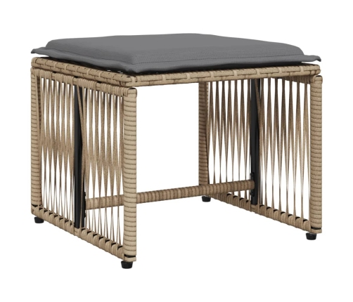 Set comedor de jardín 7 pzas con cojines ratán sintético beige