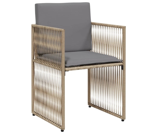 Set comedor de jardín 7 pzas con cojines ratán sintético beige