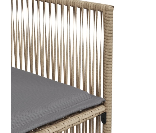 Set comedor de jardín 7 pzas con cojines ratán sintético beige