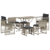 Set comedor jardín 7 pzas y cojines ratán sintético gris claro