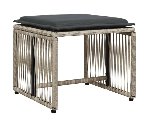 Set comedor jardín 7 pzas y cojines ratán sintético gris claro
