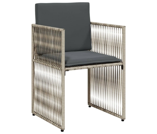Set comedor jardín 7 pzas y cojines ratán sintético gris claro