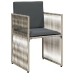 Set comedor jardín 7 pzas y cojines ratán sintético gris claro